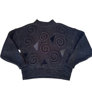 Vtg 1980s 1990s Jamie Scott Raised Spiral Geometric Sweater Size Large